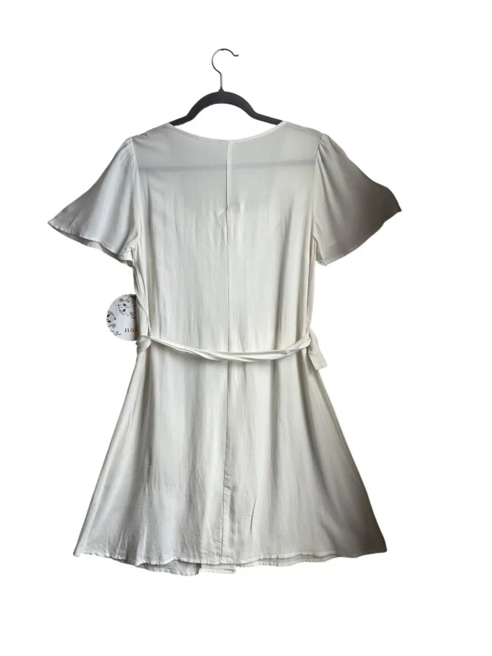 New Naif Anthropologie S Cream Flowy Button Short Dress Linen Blend Minimalist - Picture 3 of 13